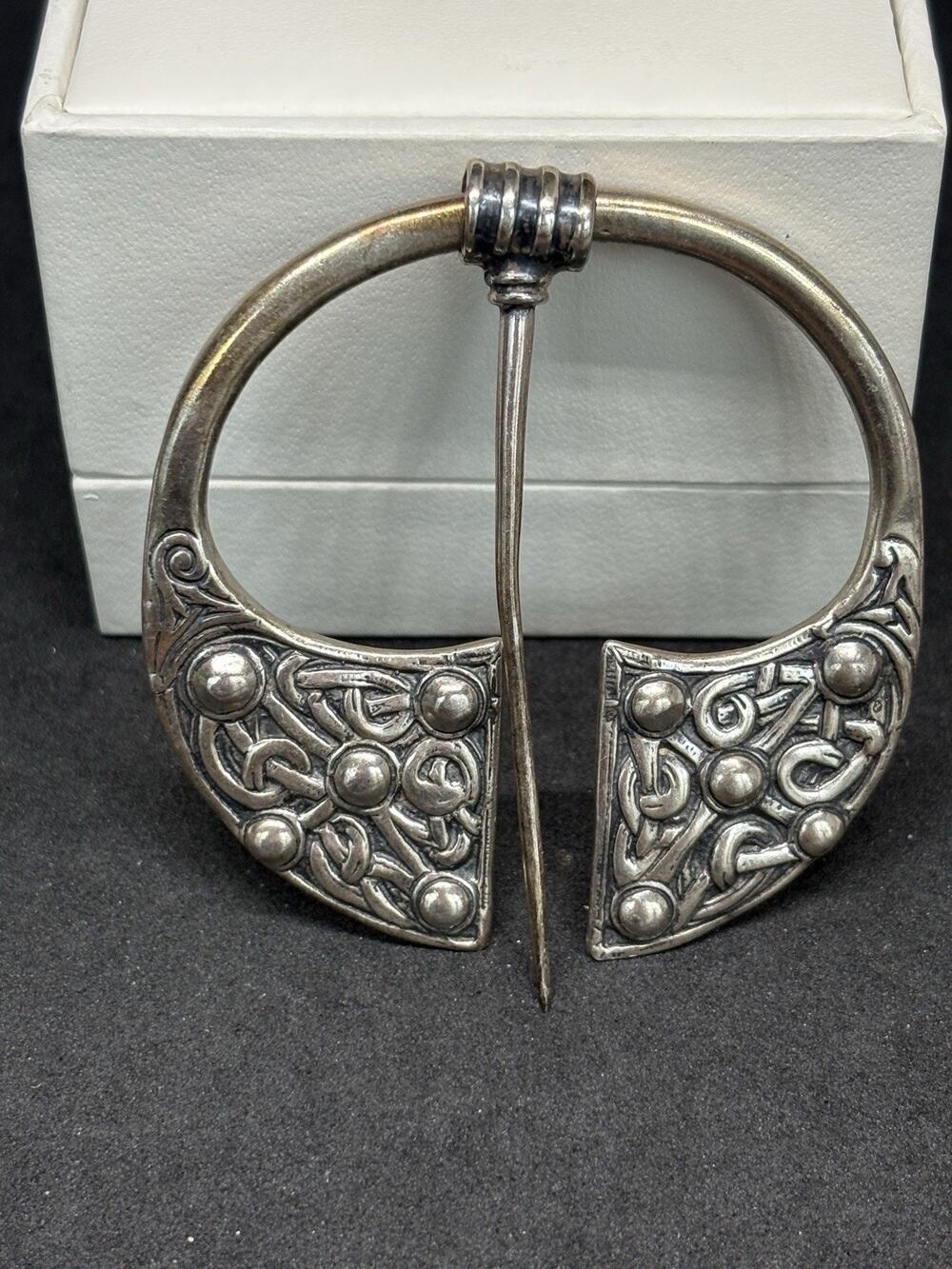 Vintage Iona Scotland Sterling Silver Zoomorphic Penannular Brooch Celtic Pin
